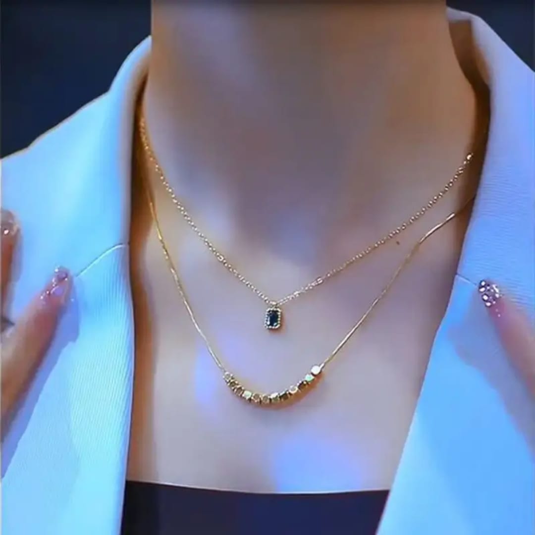 Geometric Cube Layered Necklace