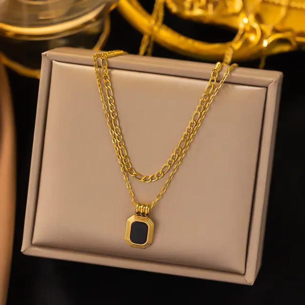 Parisian Onyx Geometric Layered Necklace