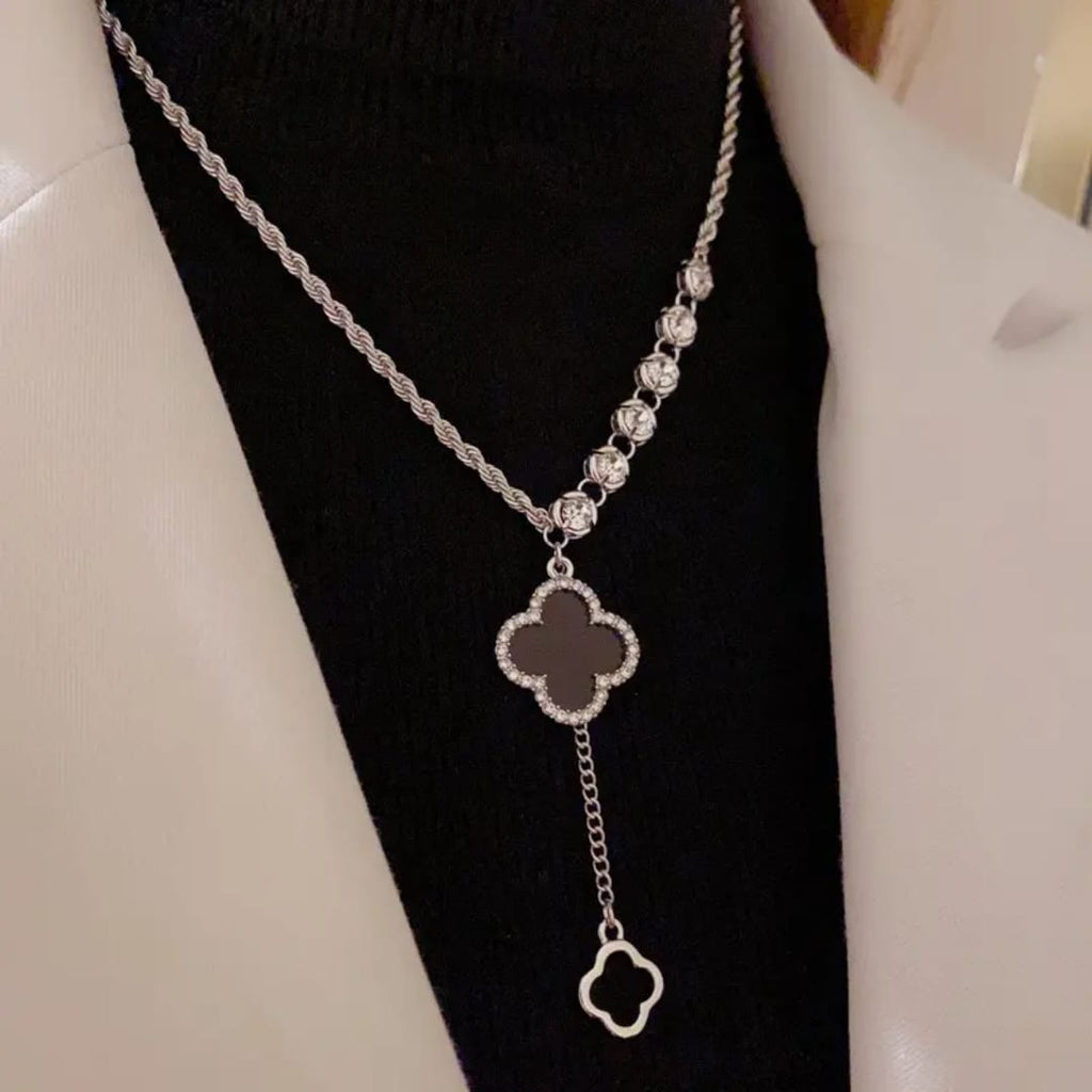 Enchanted Clover Y-Shaped Asymmetric Lariat Necklace