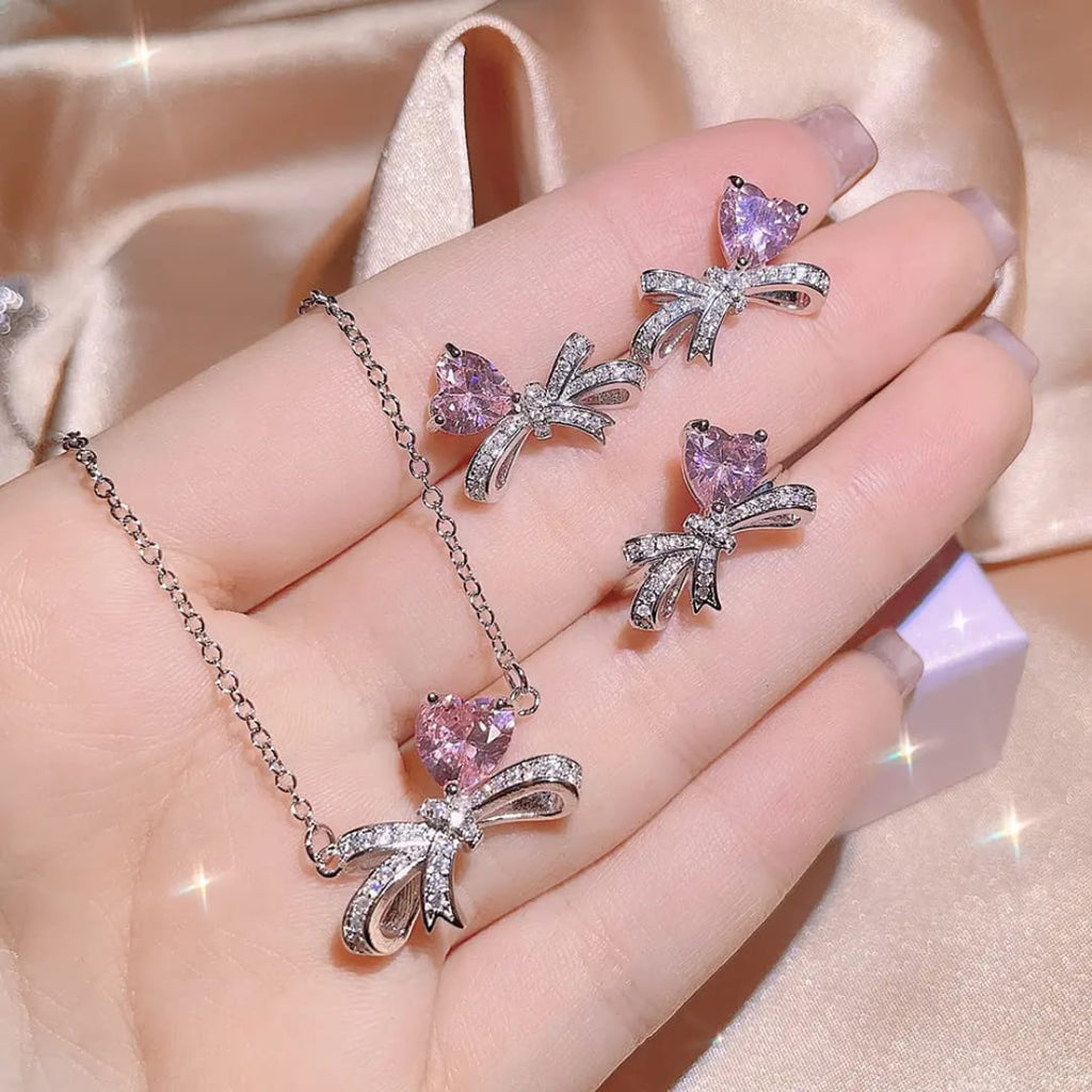 The Sweetheart Bow Ribbon Jewelry Set