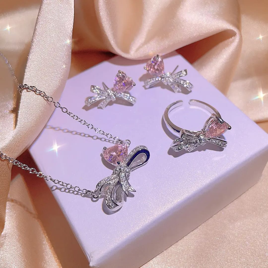 The Sweetheart Bow Ribbon Jewelry Set