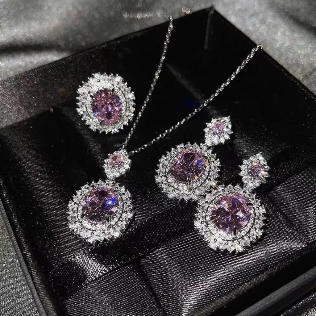 The Royal Oval Halo Crystal Jewelry Collection