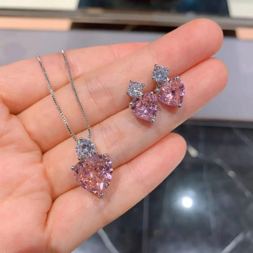 The Sweetheart Pink Solitaire Jewelry Set
