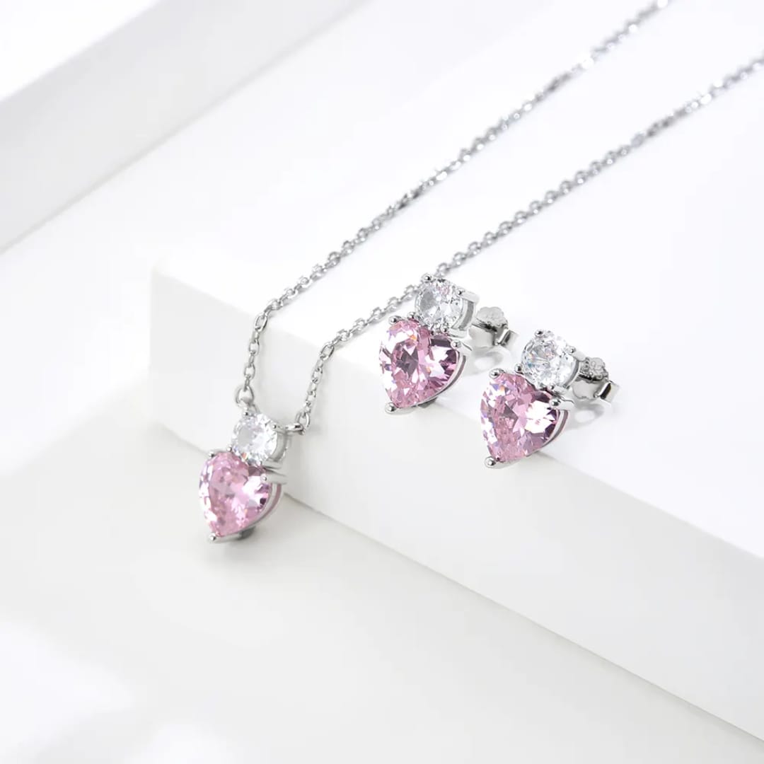 The Sweetheart Pink Solitaire Jewelry Set
