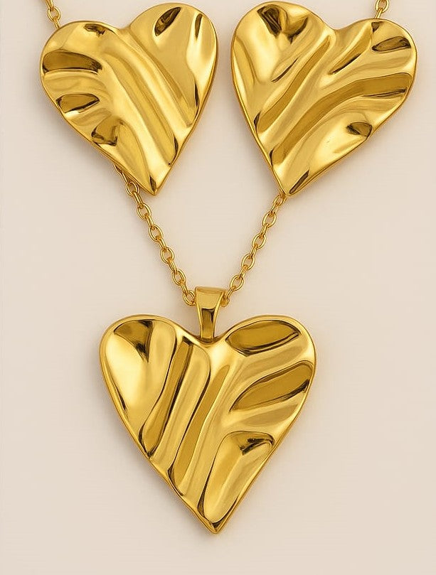 The Amour Melted Metallic Heart Jewelry Set